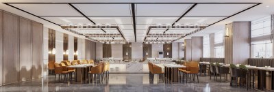 现代自助餐厅3D模型下载